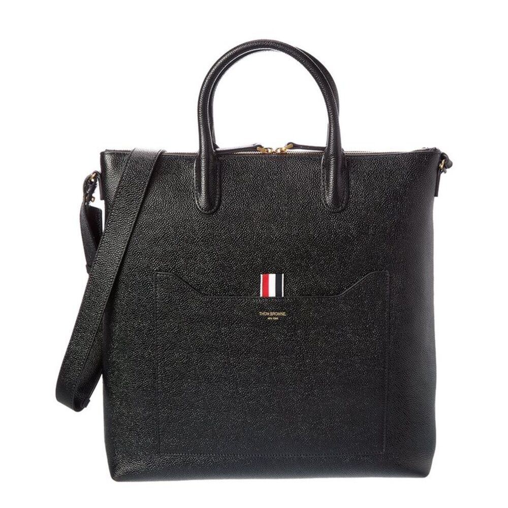 Thom Browne Leather Tote, Black